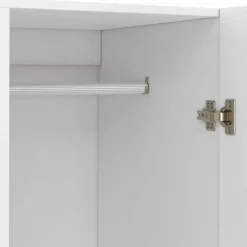Armoire 2 portes blanche penderie avec miroir et 2 tiroirs 80 cm