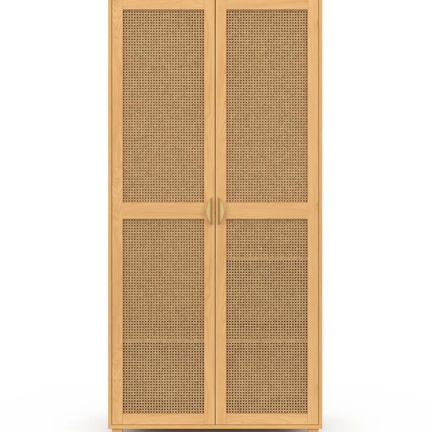 Armoire 2 portes cannage et bois penderie 80 cm avec étagères de rangement