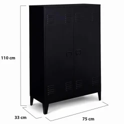 Armoire basse métallique noire