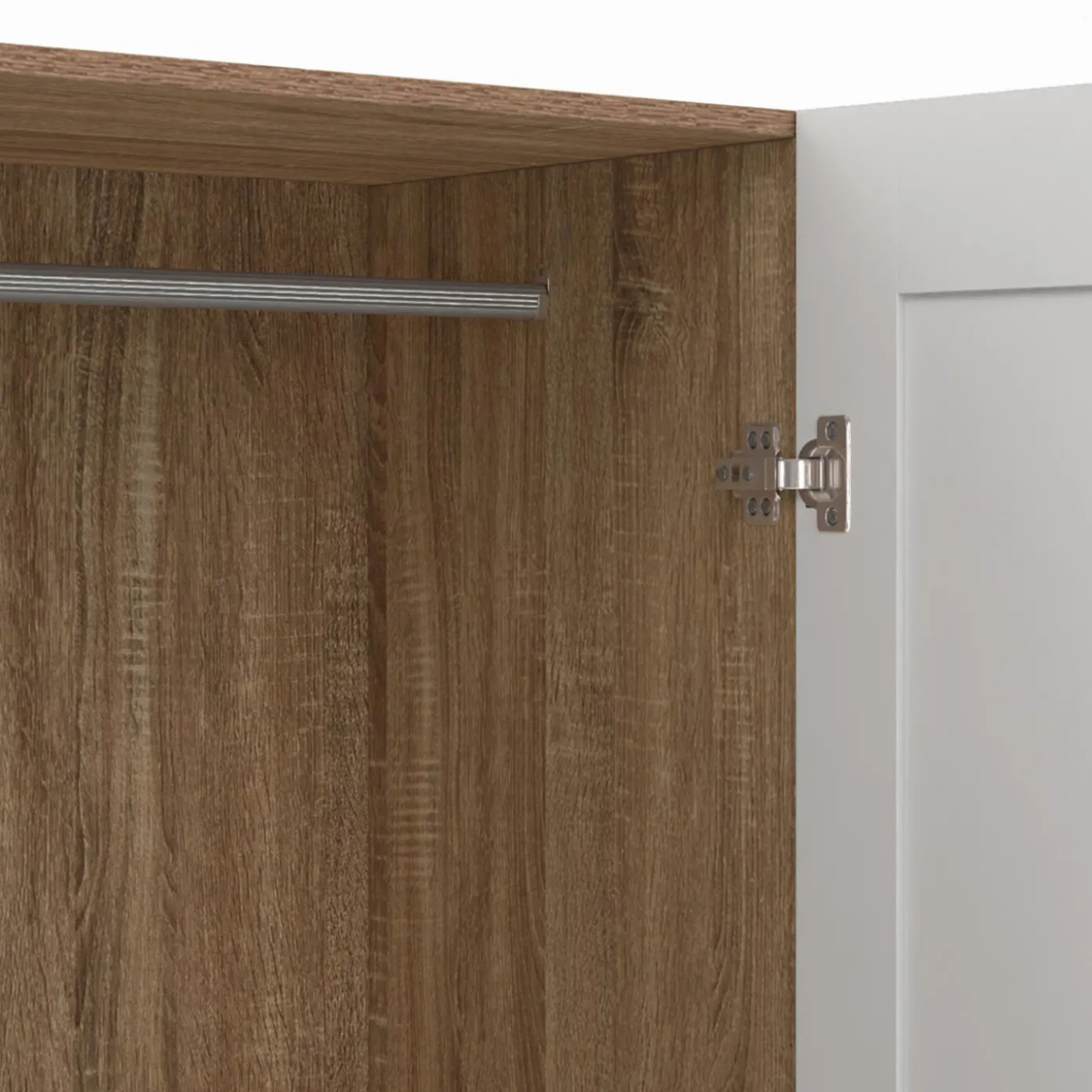 Armoire blanc et bois 2 portes et étagères