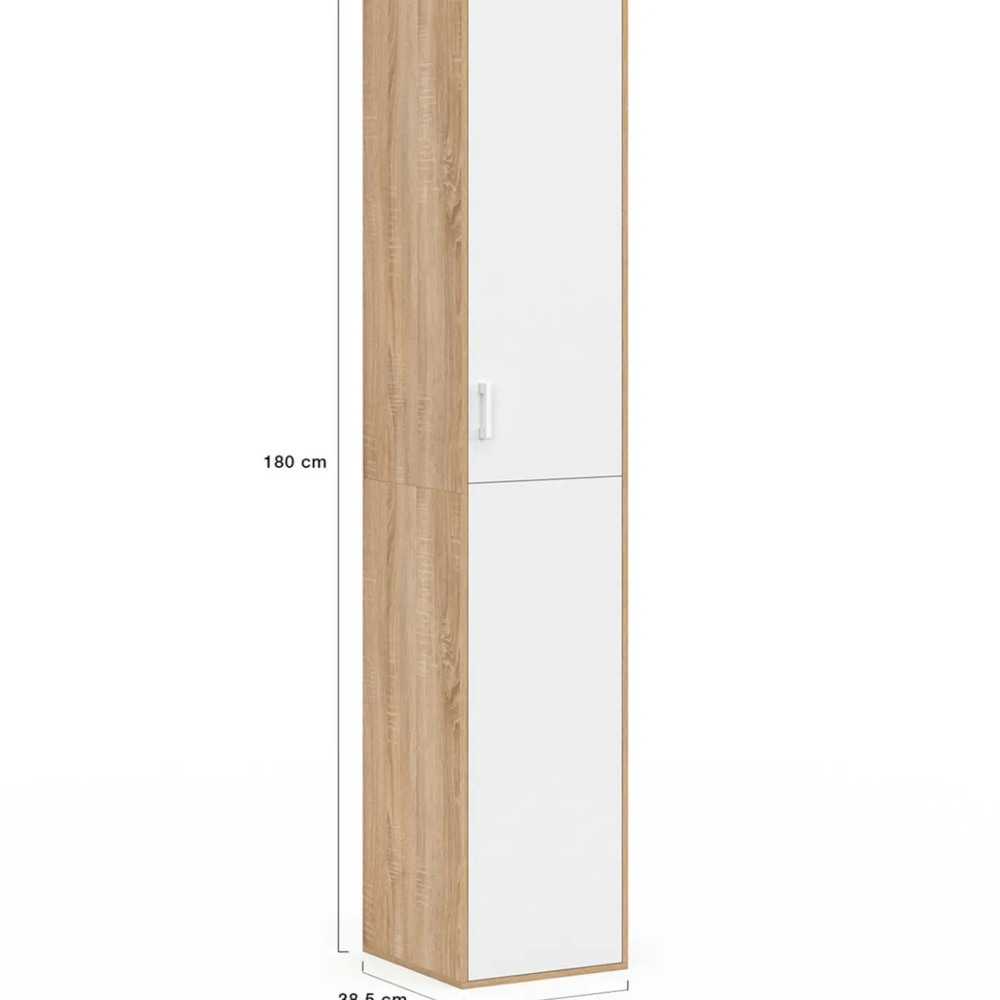 Armoire de bureau bois 180 cm multifonction 3 étagères 1 porte blanche