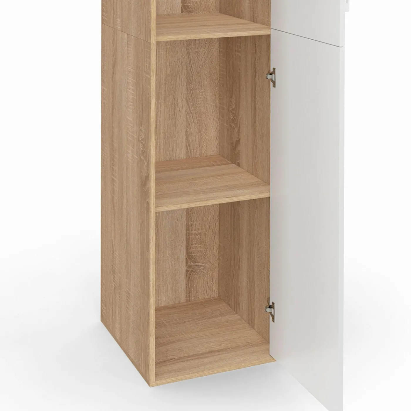 Armoire de bureau bois 180 cm multifonction 3 étagères 1 porte blanche