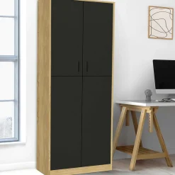 Armoire de bureau multifonction bois noir