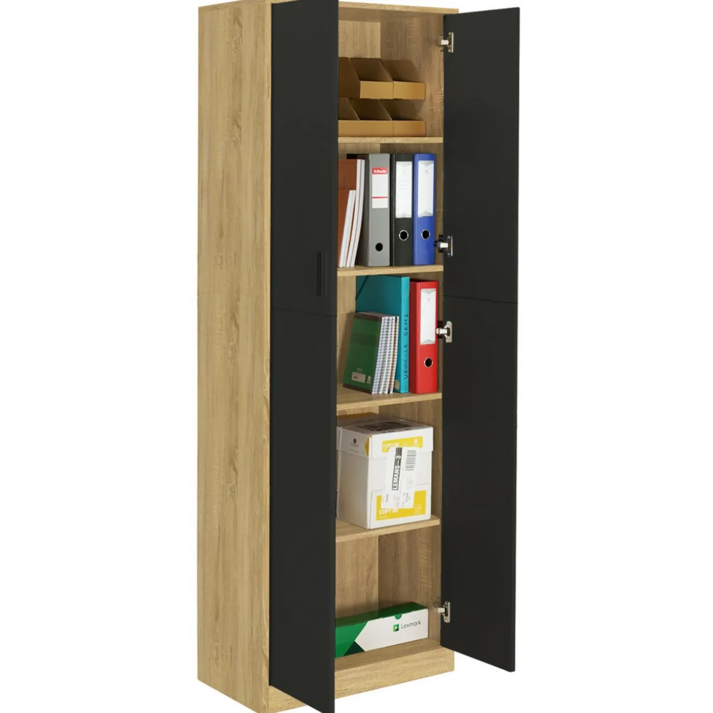 Armoire de bureau multifonction bois noir