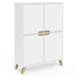 Armoire de rangement scandinave avec 4 portes bois blanc