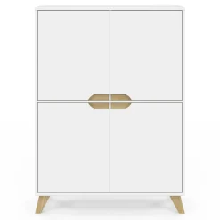Armoire de rangement scandinave avec 4 portes bois blanc