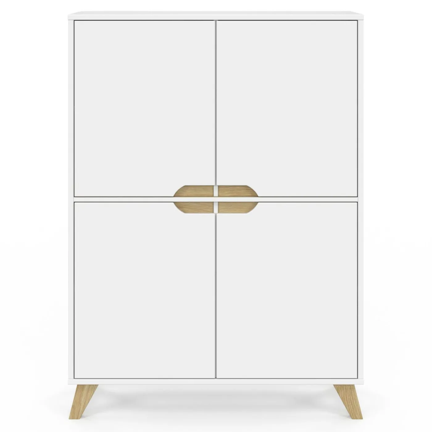 Armoire de rangement scandinave avec 4 portes bois blanc