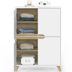 Armoire de rangement scandinave avec 4 portes bois blanc