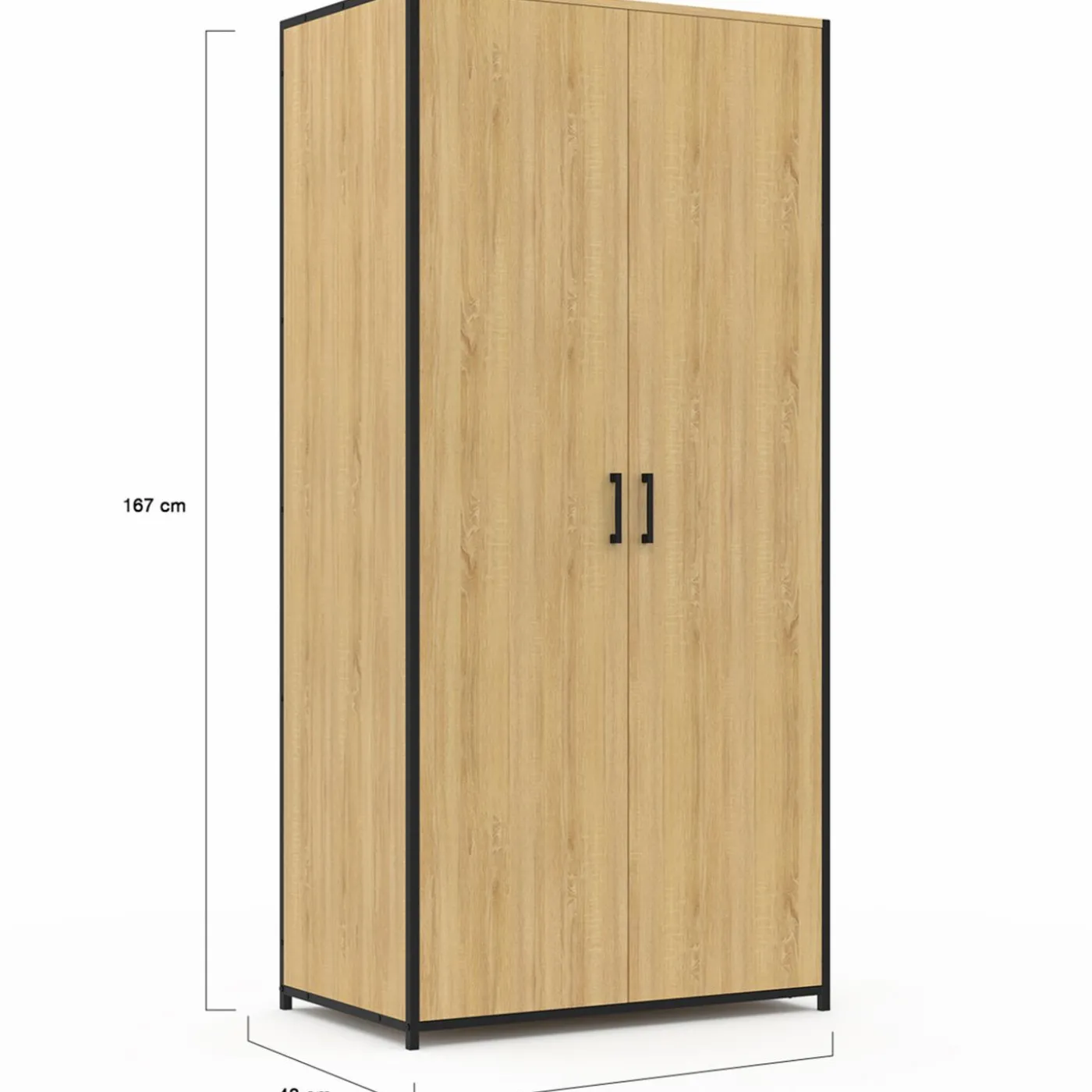Armoire grande capacité avec penderie et étagères