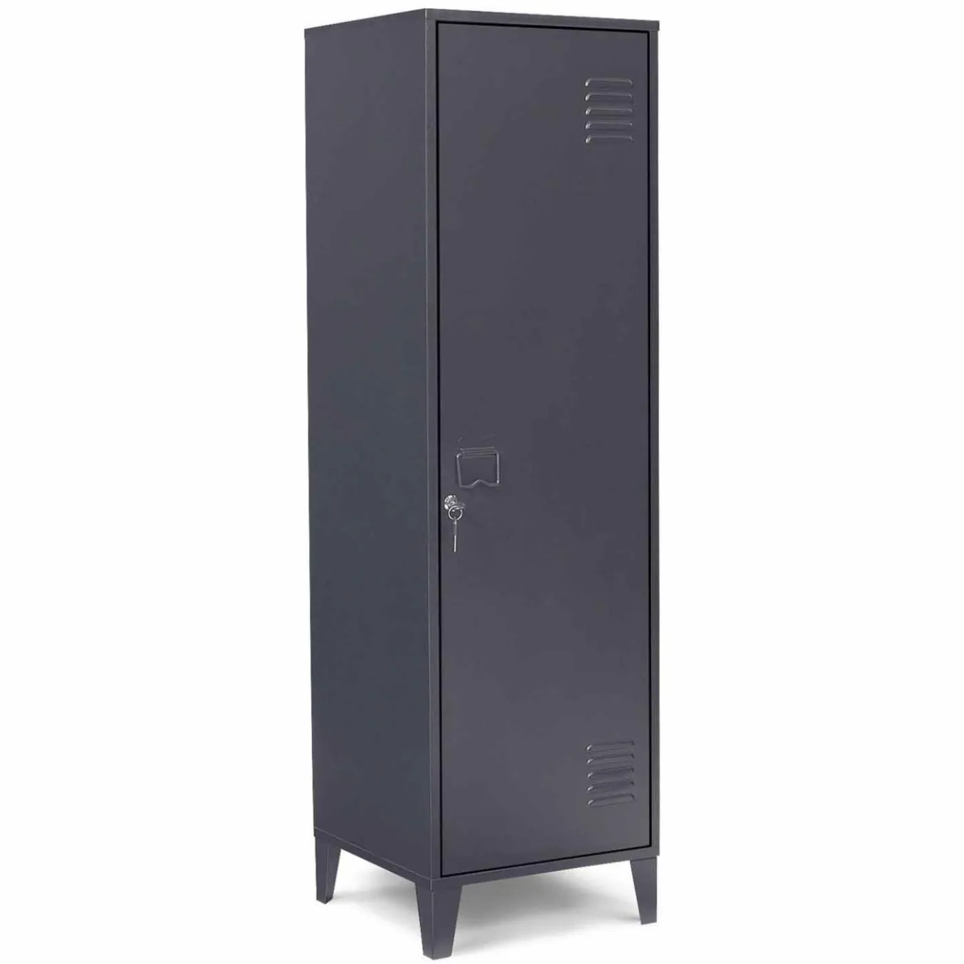 Armoire industrielle vestiaire métallique et bois gris foncé