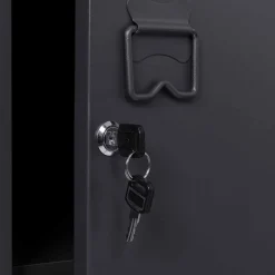 Armoire industrielle vestiaire métallique et bois gris foncé