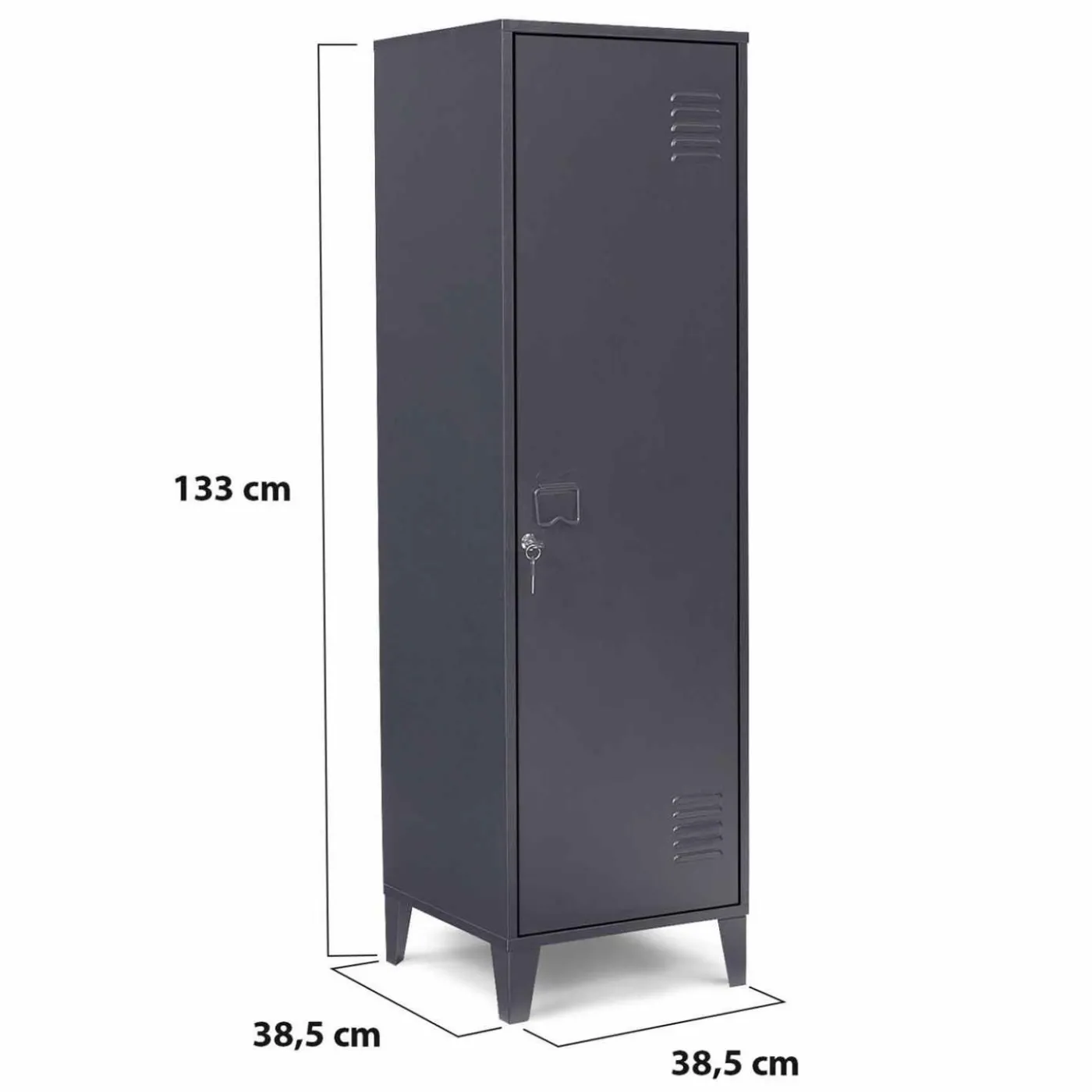 Armoire industrielle vestiaire métallique et bois gris foncé