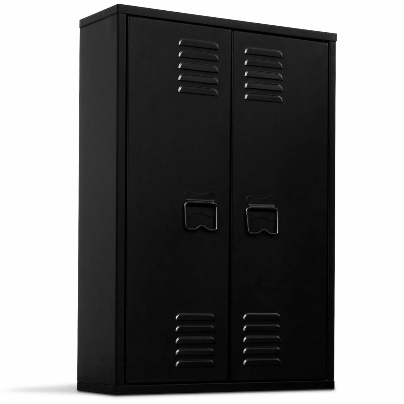 Armoire murale 2 portes noir et métal
