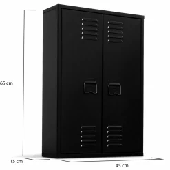 Armoire murale 2 portes noir et métal