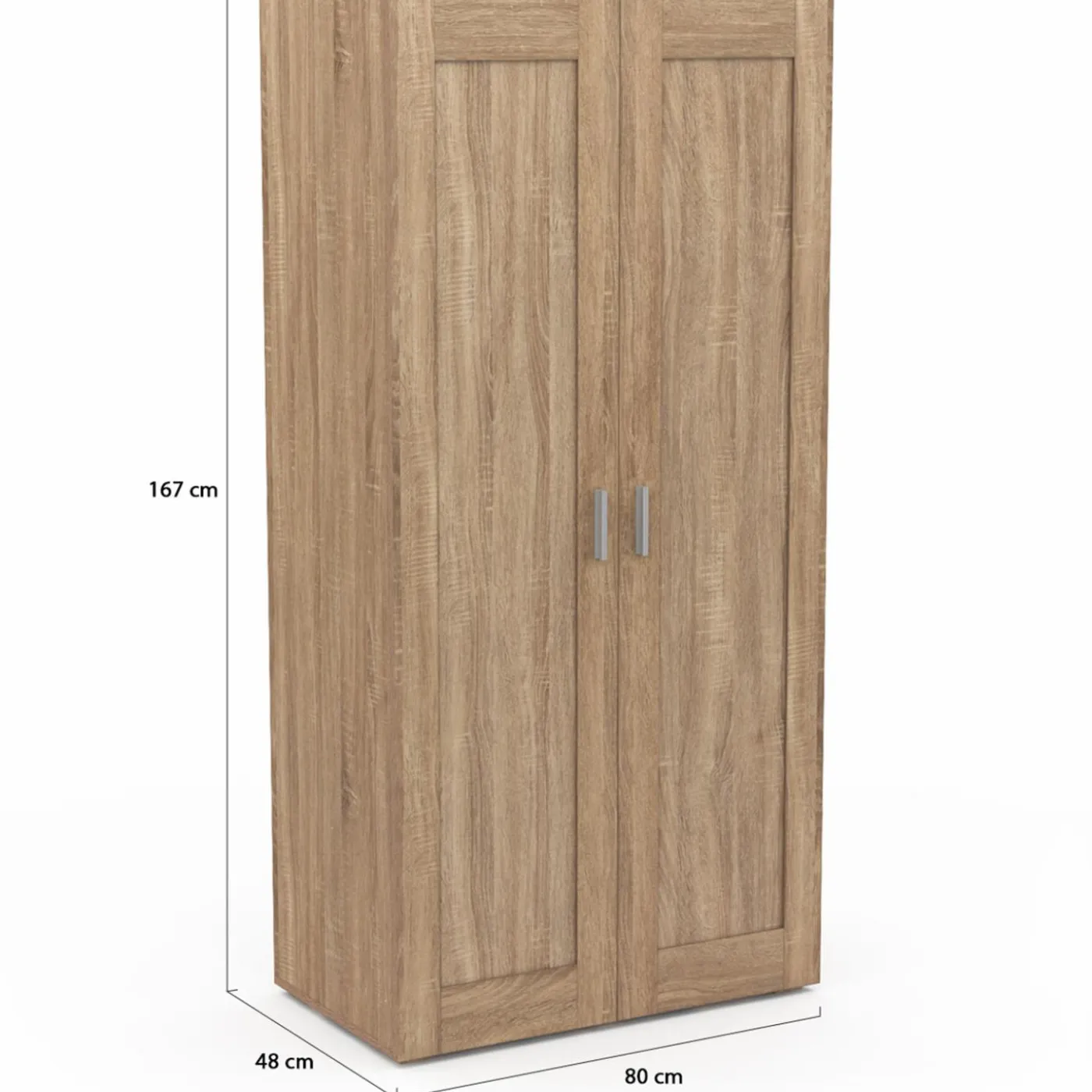 Armoire penderie en hêtre avec 2 portes et étagères