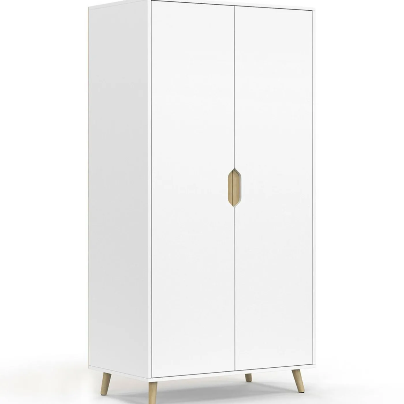 Armoire scandinave 2 portes blanche penderie 80 cm avec étagères rangement