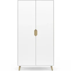 Armoire scandinave 2 portes blanche penderie 80 cm avec étagères rangement