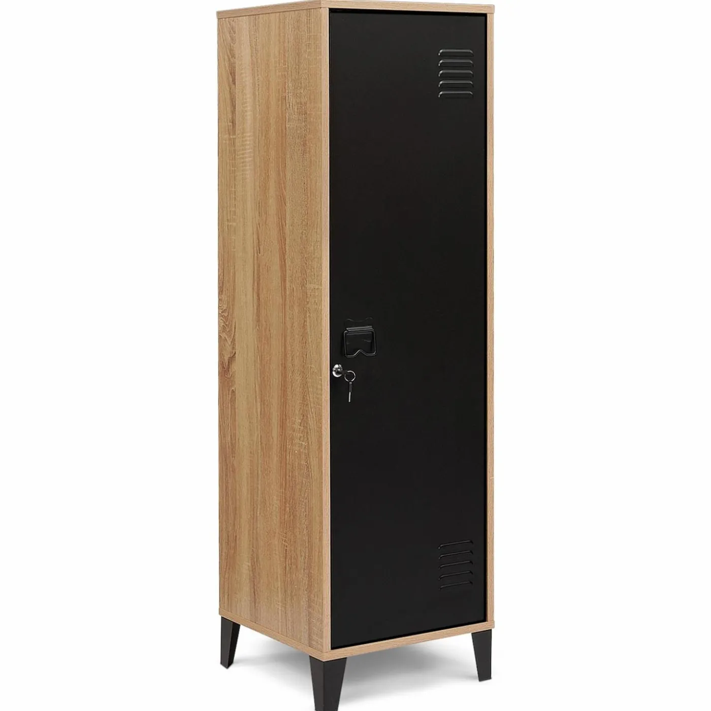 Armoire vestiaire bois et porte métallique noir design industriel