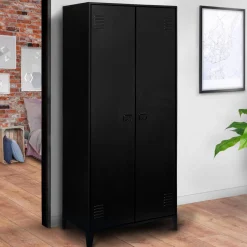 Armoire vestiaire métal noir avec 2 portes