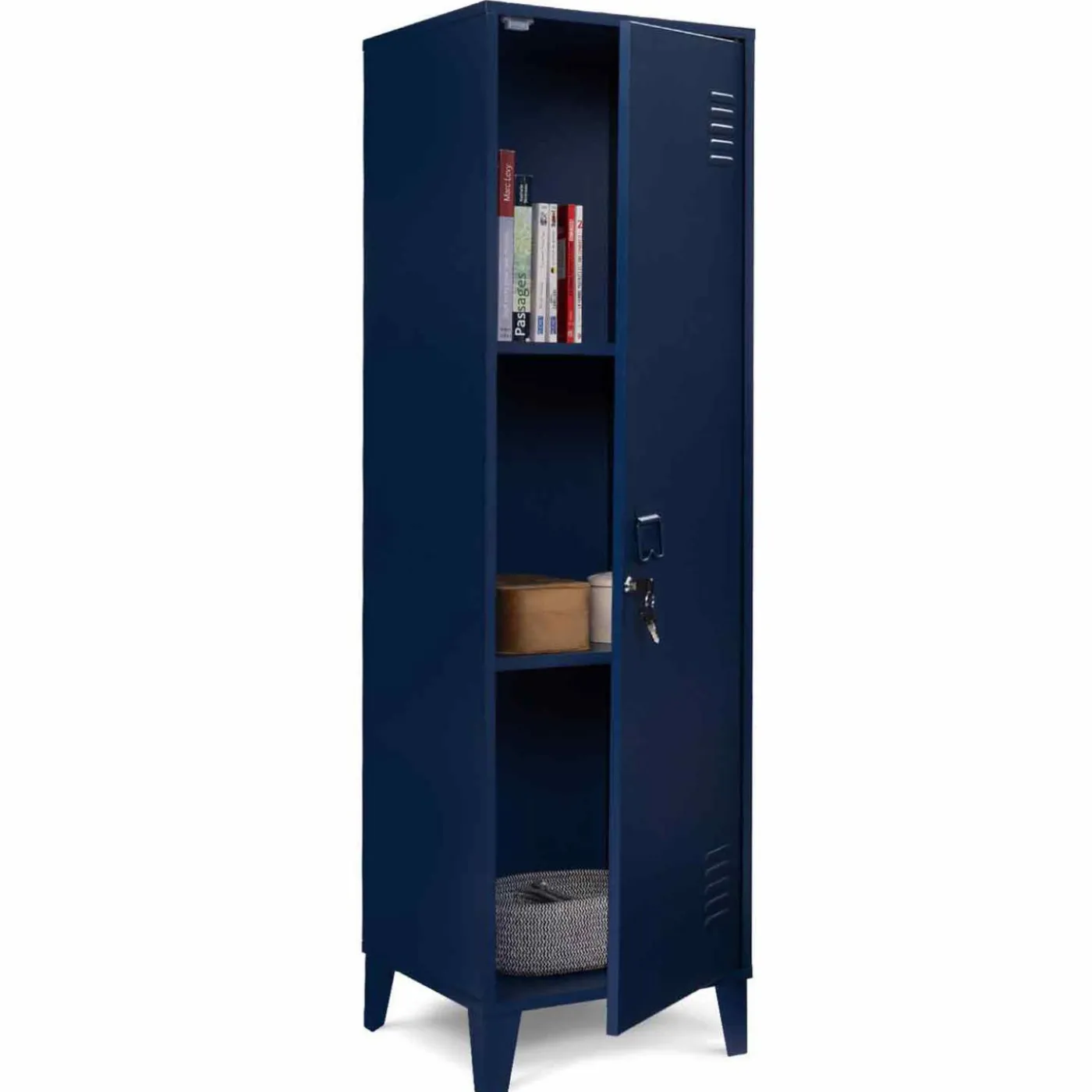 Armoire vestiaire porte métallique bleue industrielle