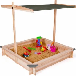 Bac à sable en bois avec toit gris refermable
