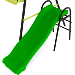 Balançoire 3 agrès portique avec 2 balançoires, 1 face à face et toboggan