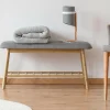 Banc bambou tissu gris style scandinave