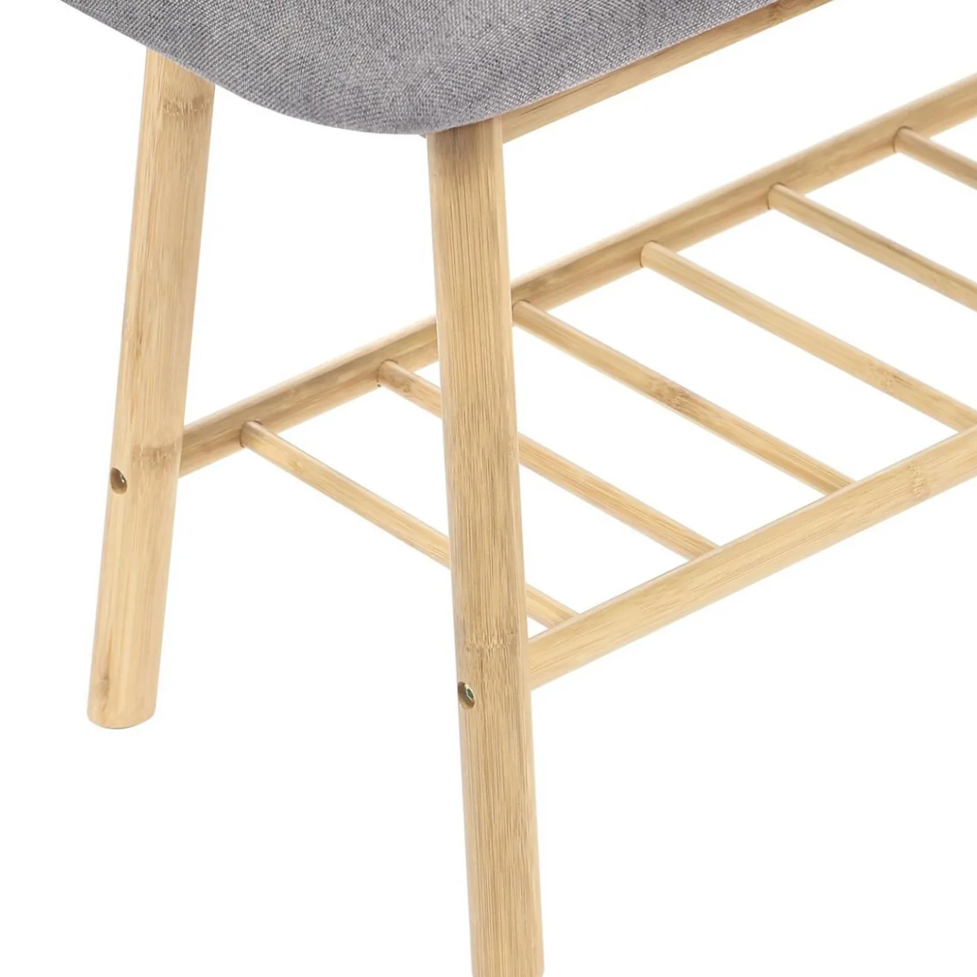 Banc bambou tissu gris style scandinave