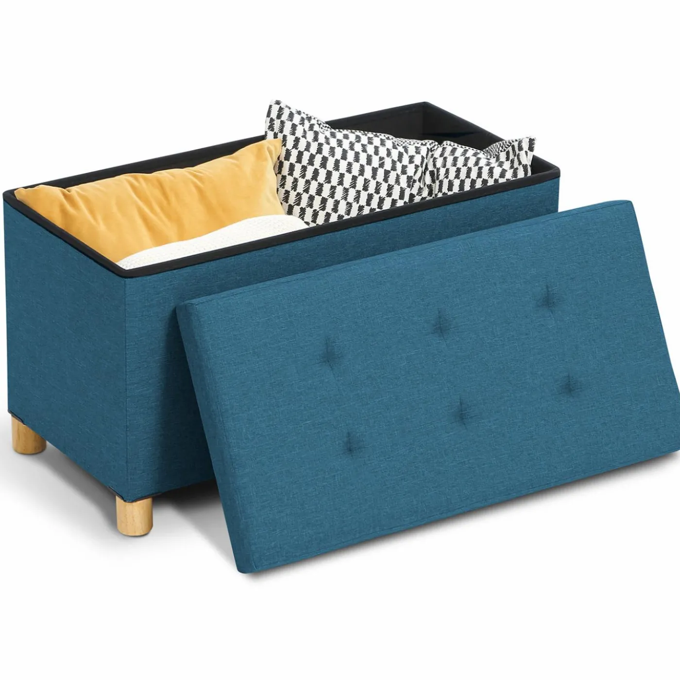 Banc coffre bleu canard 76 cm