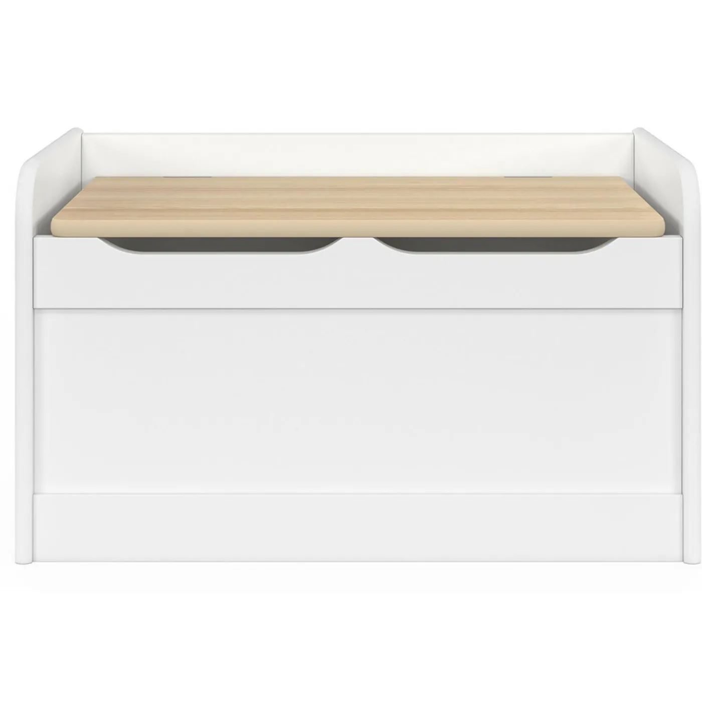 Banc coffre de rangement enfant 60 cm en bois blanc et hêtre