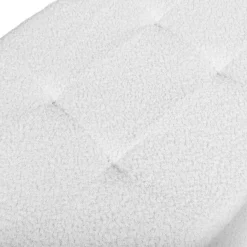 Banc coffre rangement pieds métal noir 100 cm tissu bouclette blanc
