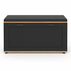 Banc d'entrée noir avec coussin et rangement chaussures