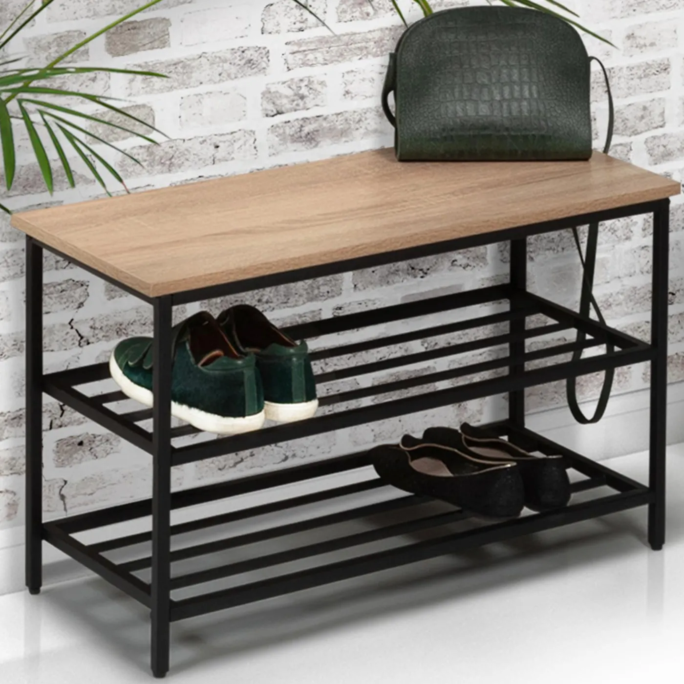 Banc d’entrée rangement chaussures style industriel