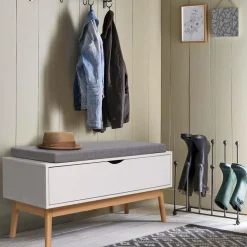 Banquette coffre de rangement blanc