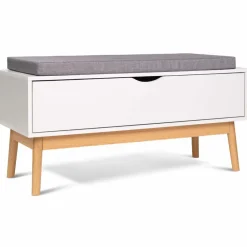 Banquette coffre de rangement blanc