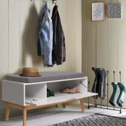 Banquette coffre de rangement blanc