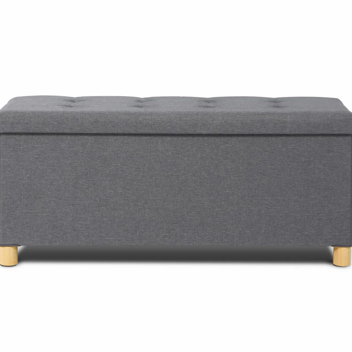Banquette rangement tissu gris en lin