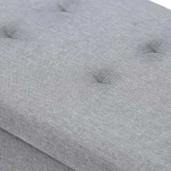 Banquette rangement tissu gris clair en lin