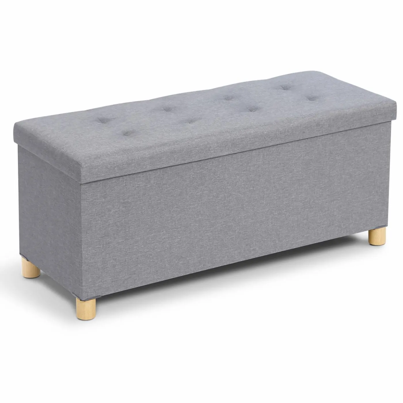Banquette rangement tissu gris clair en lin