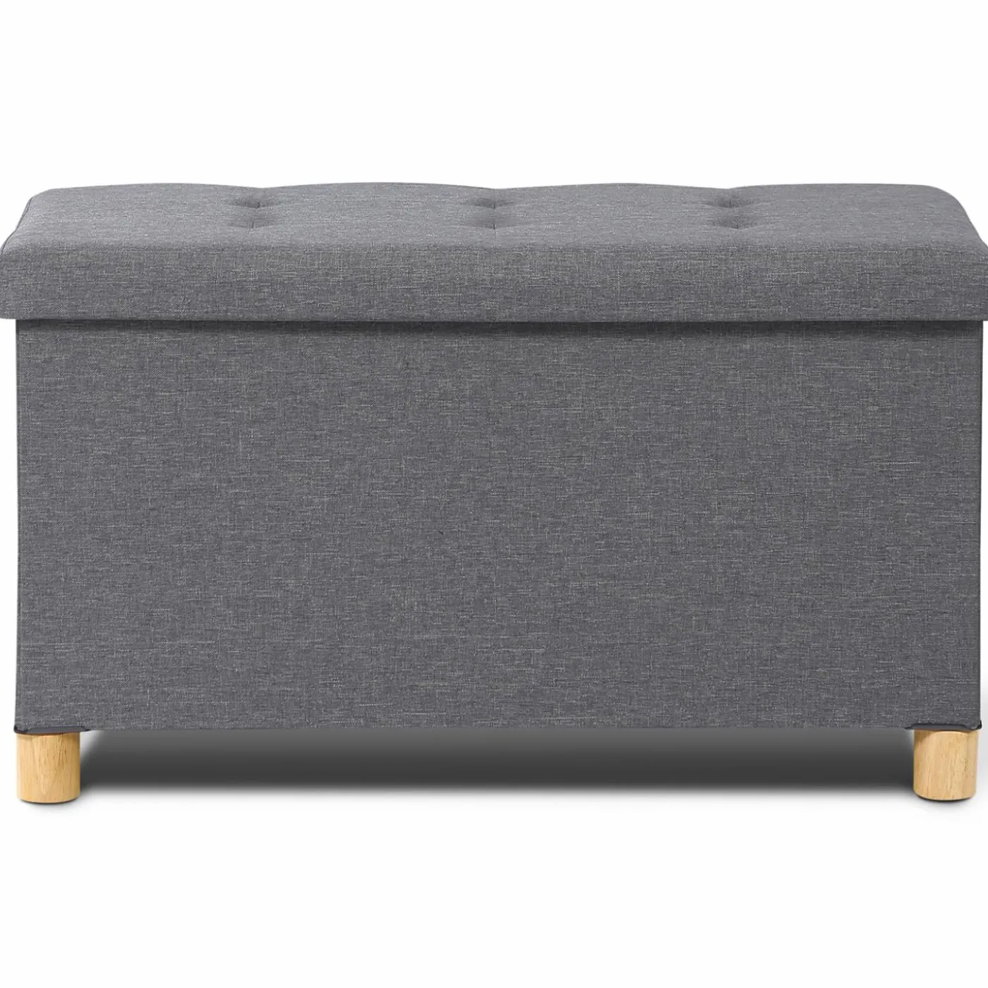 Banquette rangement tissu gris anthracite en lin