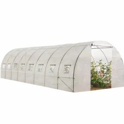 Bâche de rechange pour serre tunnel 24 m² blanche