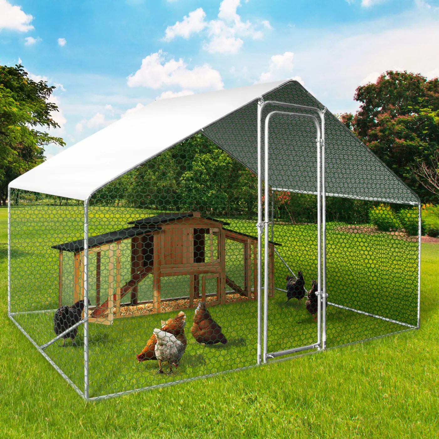 Bâche imperméable blanche pour poulailler de 6 à 24 m2