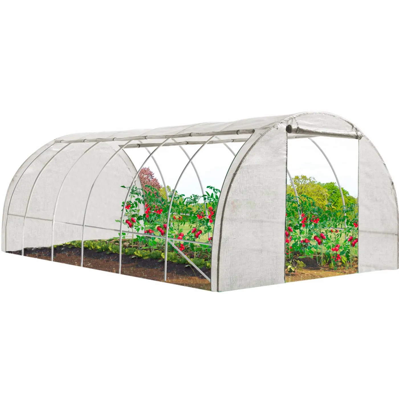 Bâche serre tunnel relevable blanche 3x6m