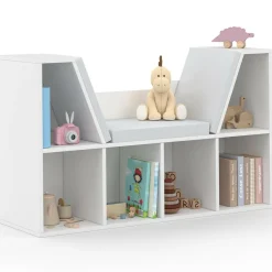 Bibliothèque banc blanche 6 cases