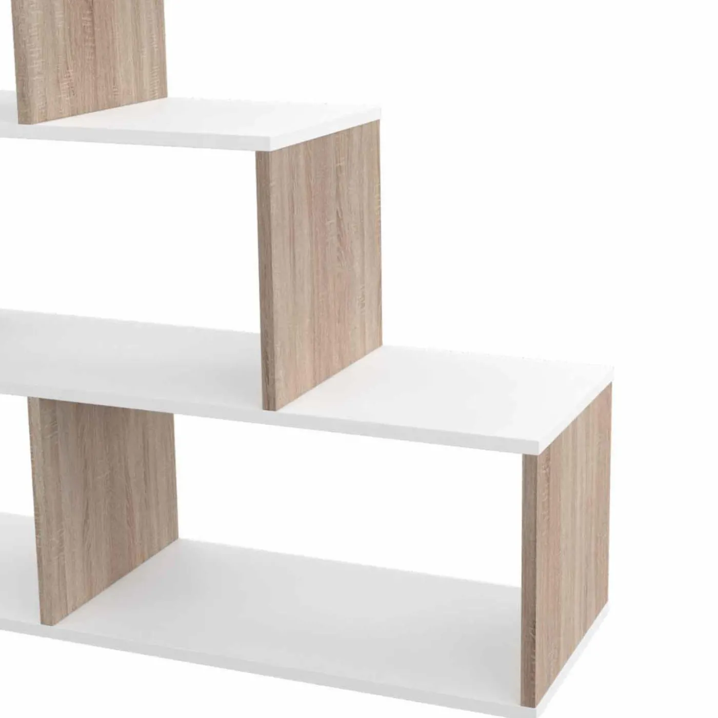 Bibliothèque escalier bois et blanc 6 cases