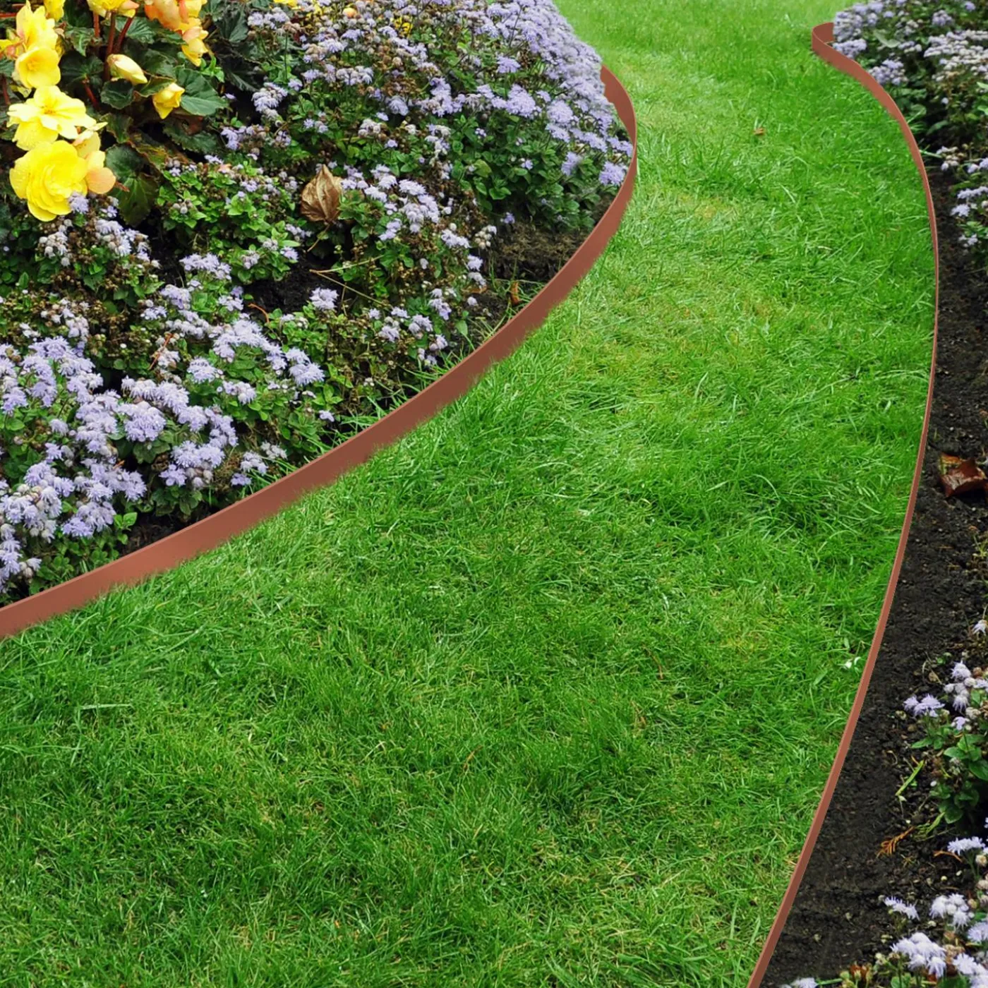 Bordure de jardin flexible marron terracotta à planter