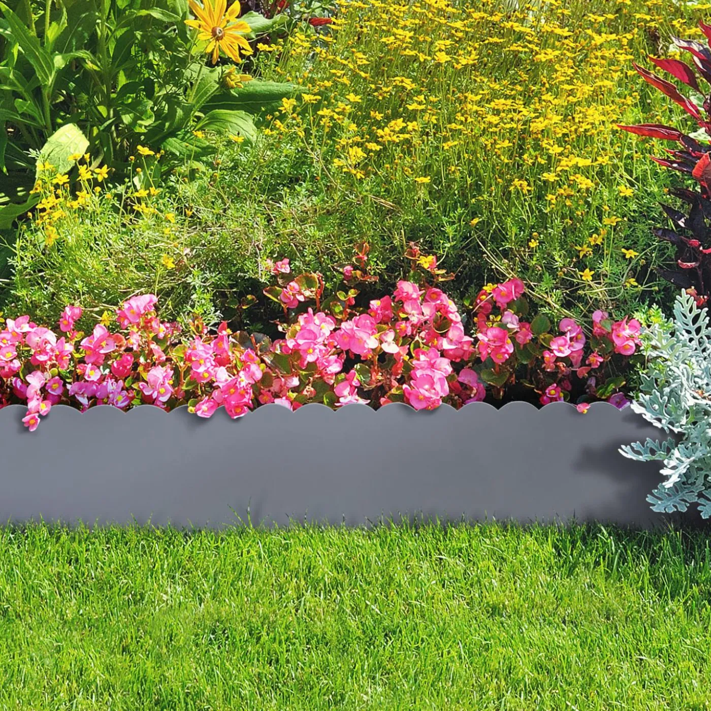 Bordures de jardin en acier gris anthracite