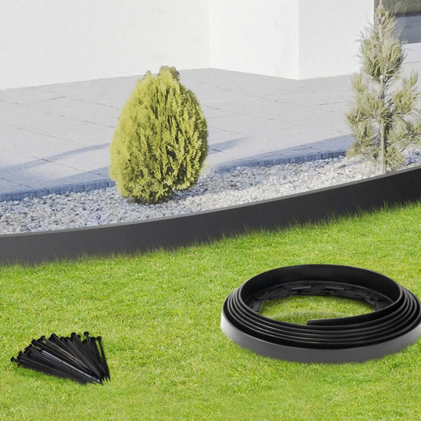 Bordures de jardin flexibles gris anthracite 8mx12cm