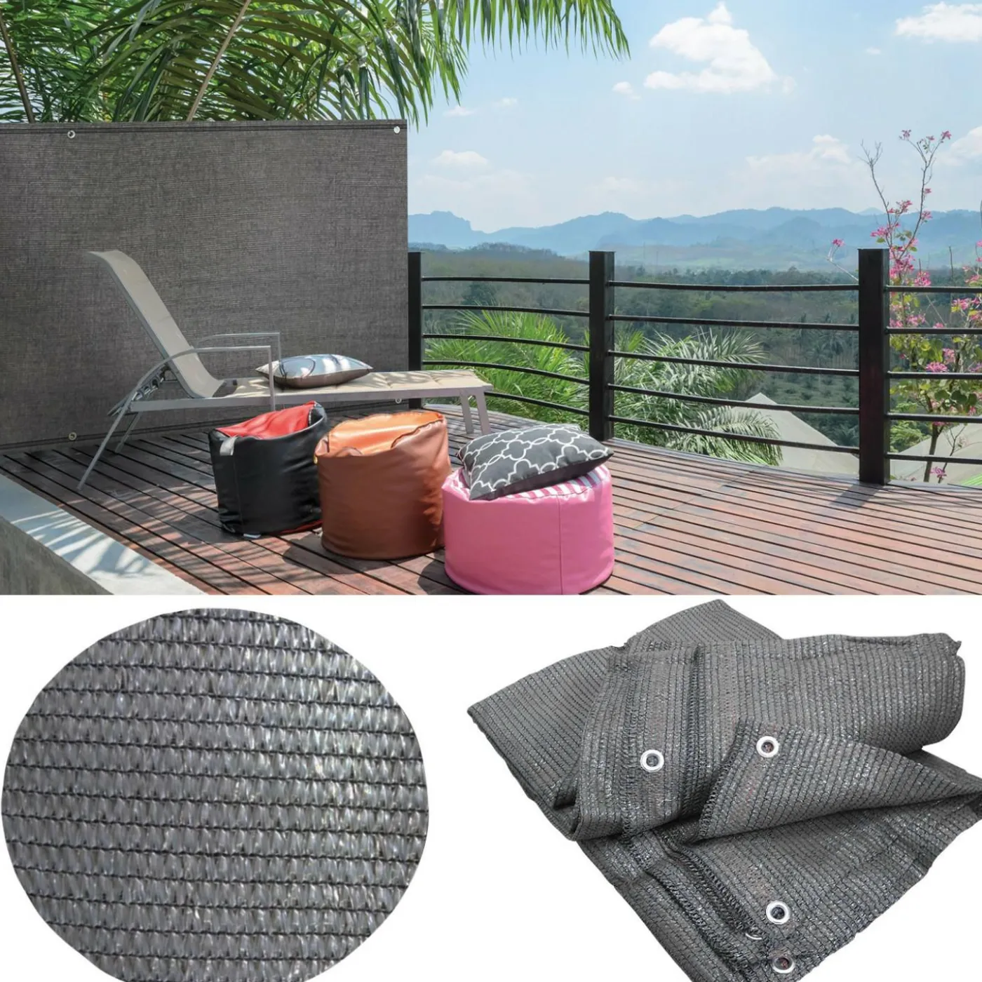 Brise vue 1,80 m x 10 m gris occultant 90 g m²