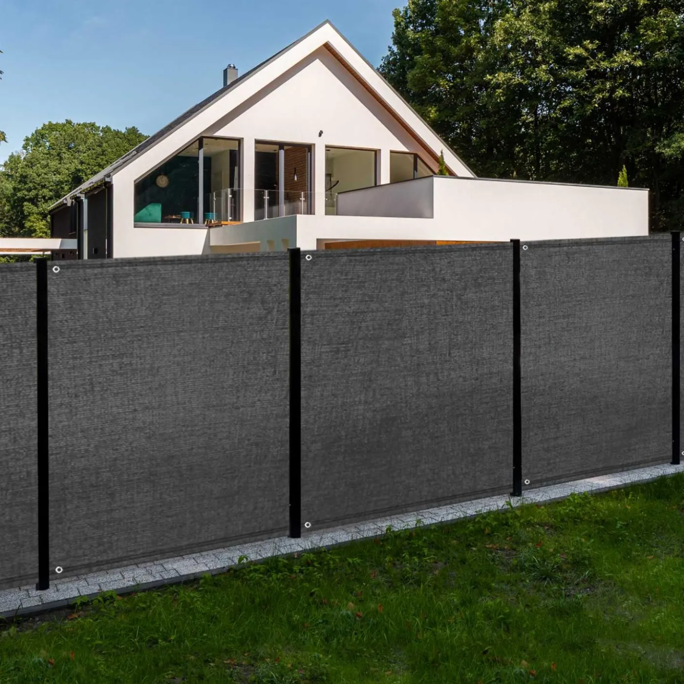Brise vue 1,5 m x 10 m gris occultant 150 gr/m²